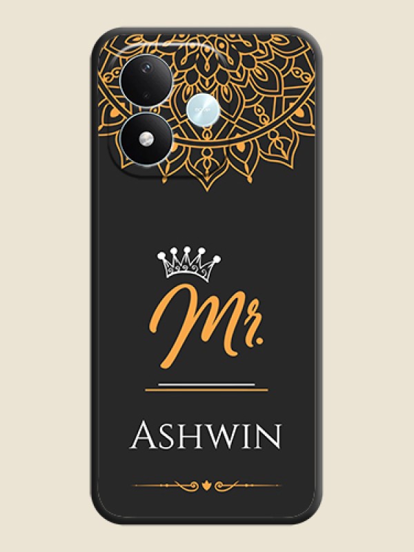 Mr Name with Floral Design On Space Black Custom Soft Matte Mobile Back Cover - Xiaomi Redmi Note 17 5G