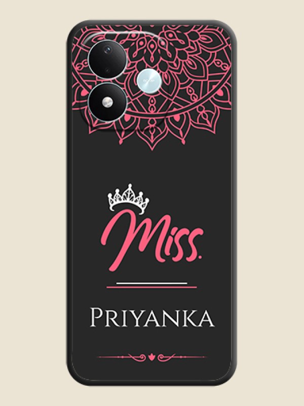 Mrs Name with Floral Design On Space Black Custom Soft Matte Mobile Back Cover - Xiaomi Redmi Note 17 5G