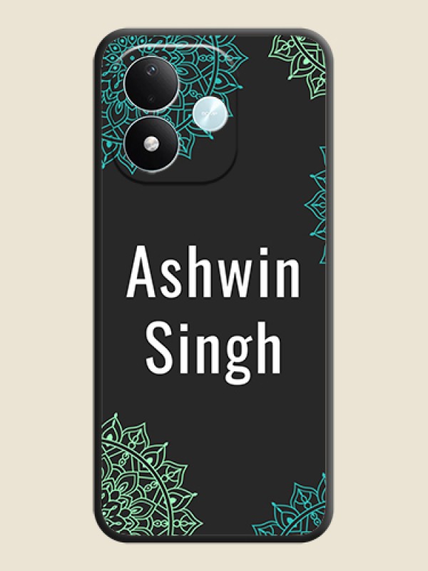 Your Name with Floral Design On Space Black Custom Soft Matte Mobile Back Cover - Xiaomi Redmi Note 17 5G