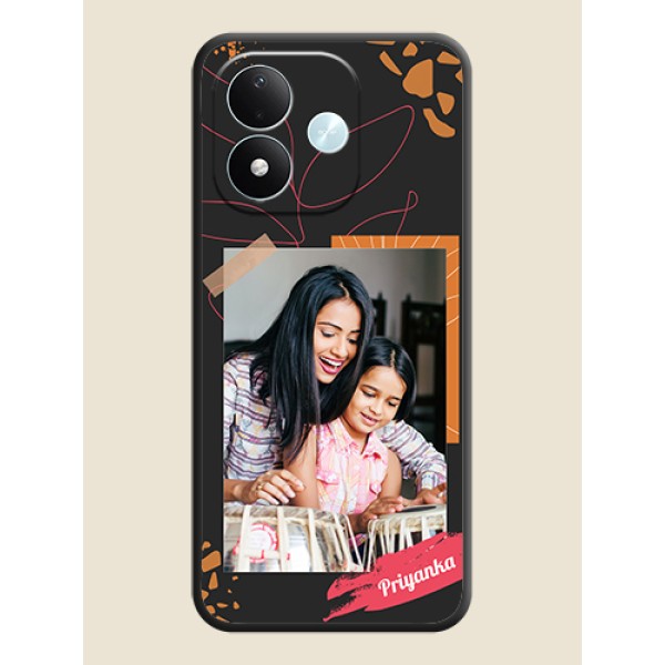 Orange Photo Frame On Space Black Custom Soft Matte Mobile Back Cover - Xiaomi Redmi Note 17 5G