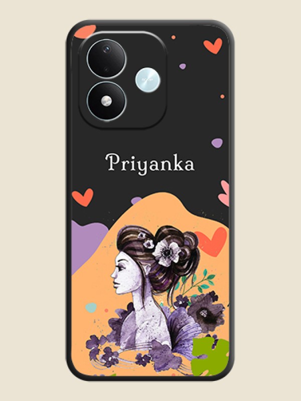 Namecase For Her With Fancy Lady Image On Space Black Custom Soft Matte Mobile Back Cover - Xiaomi Redmi Note 17 5G
