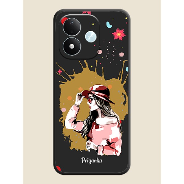 Mordern Lady With Color Splash Background With Custom Text On Space Black Custom Soft Matte Mobile Back Cover - Xiaomi Redmi Note 17 5G