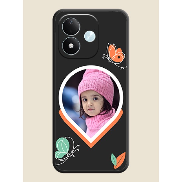 Upload Pic With Simple Butterly Design On Space Black Custom Soft Matte Mobile Back Cover - Xiaomi Redmi Note 17 5G Upload Pic With Simple Butterly Design On Space Black Custom Soft Matte Mobile Back Cover - Xiaomi Redmi Note 17 5G