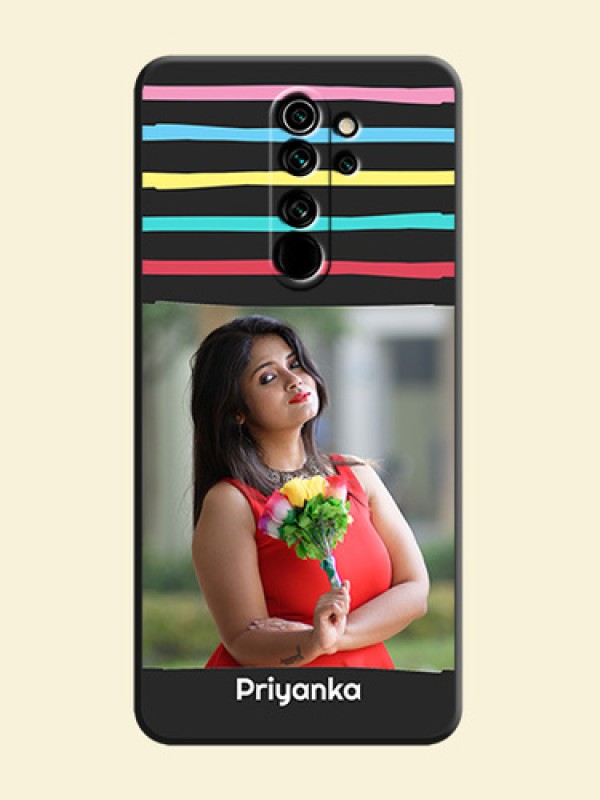 Multicolor Lines with Image on Space Black Personalized Soft Matte Phone Covers - Redmi Note 8 Pro