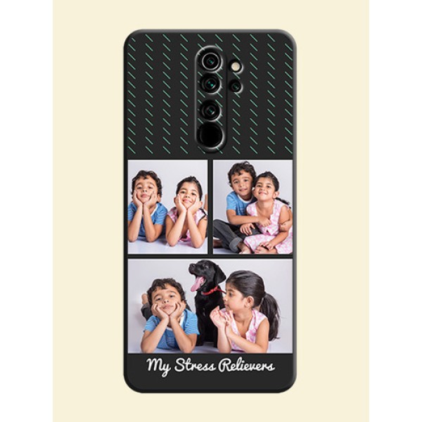 Cross Dotted Pattern with 2 Image Holder on Personalised Space Black Soft Matte Cases - Redmi Note 8 Pro Cross Dotted Pattern with 2 Image Holder on Personalised Space Black Soft Matte Cases - Redmi Note 8 Pro