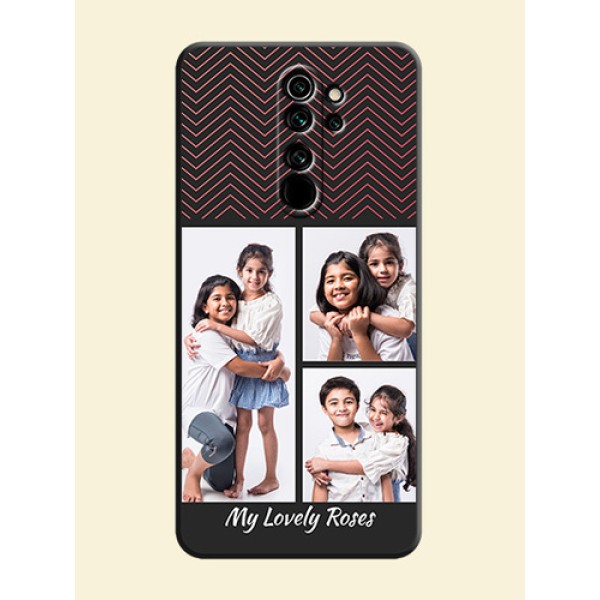 Wave Pattern with 3 Image Holder on Space Black Custom Soft Matte Back Cover - Redmi Note 8 Pro Wave Pattern with 3 Image Holder on Space Black Custom Soft Matte Back Cover - Redmi Note 8 Pro