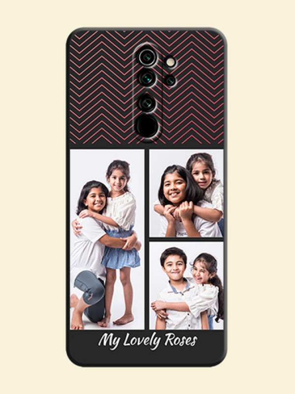 Wave Pattern with 3 Image Holder on Space Black Custom Soft Matte Back Cover - Redmi Note 8 Pro