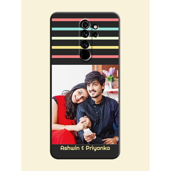 Color Stripes with Photo and Text - Photo on Space Black Soft Matte Mobile Case - Redmi Note 8 Pro Color Stripes with Photo and Text - Photo on Space Black Soft Matte Mobile Case - Redmi Note 8 Pro