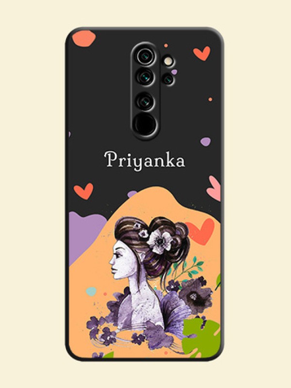 Namecase For Her With Fancy Lady Image On Space Black Personalized Soft Matte Phone Covers -Xiaomi Redmi Note 8 Pro