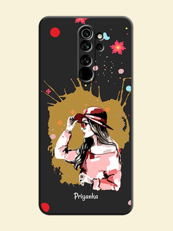 Mordern Lady With Color Splash Background With Custom Text On Space Black Personalized Soft Matte Phone Covers -Xiaomi Redmi Note 8 Pro