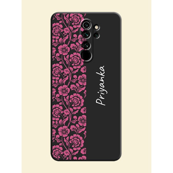 Pink Floral Pattern Design With Custom Text On Space Black Personalized Soft Matte Phone Covers -Xiaomi Redmi Note 8 Pro Pink Floral Pattern Design With Custom Text On Space Black Personalized Soft Matte Phone Covers -Xiaomi Redmi Note 8 Pro