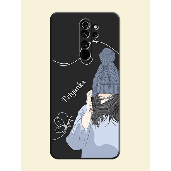 Girl With Blue Winter Outfiit Custom Text Design On Space Black Personalized Soft Matte Phone Covers -Xiaomi Redmi Note 8 Pro Girl With Blue Winter Outfiit Custom Text Design On Space Black Personalized Soft Matte Phone Covers -Xiaomi Redmi Note 8 Pro