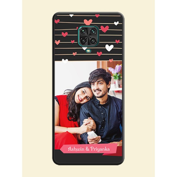 Love Pattern with Name on Pink Ribbon  on Photo on Space Black Soft Matte Back Cover - Redmi Note 9 Pro Max