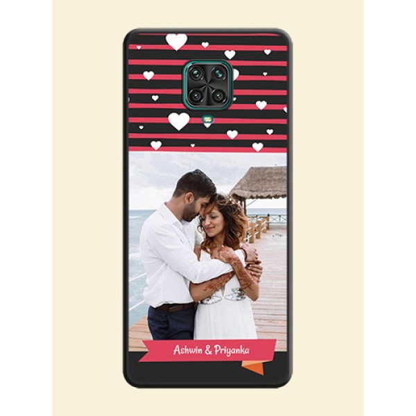 White Color Love Symbols with Pink Lines Pattern on Space Black Custom Soft Matte Phone Cases - Redmi Note 9 Pro Max White Color Love Symbols with Pink Lines Pattern on Space Black Custom Soft Matte Phone Cases - Redmi Note 9 Pro Max