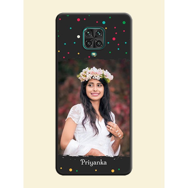 Multicolor Dotted Pattern with Text on Space Black Custom Soft Matte Phone Back Cover - Redmi Note 9 Pro Max Multicolor Dotted Pattern with Text on Space Black Custom Soft Matte Phone Back Cover - Redmi Note 9 Pro Max