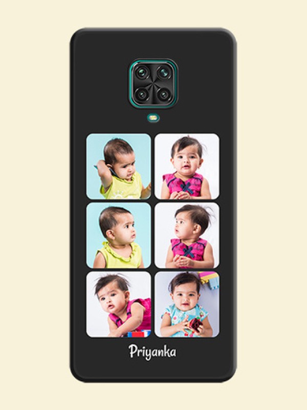 Floral Art with 6 Image Holder on Photo on Space Black Soft Matte Mobile Case - Redmi Note 9 Pro Max