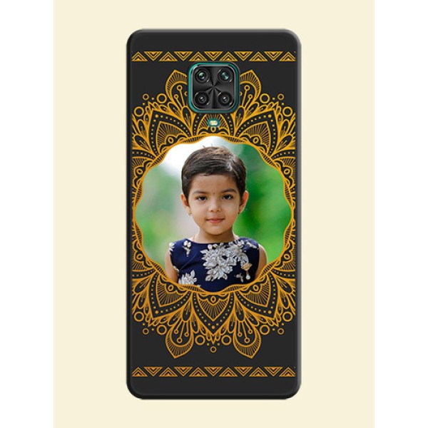 Round Image with Floral Design on Photo on Space Black Soft Matte Mobile Cover - Redmi Note 9 Pro Max Round Image with Floral Design on Photo on Space Black Soft Matte Mobile Cover - Redmi Note 9 Pro Max