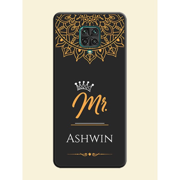 Mr Name with Floral Design on Personalised Space Black Soft Matte Cases - Redmi Note 9 Pro Max Mr Name with Floral Design on Personalised Space Black Soft Matte Cases - Redmi Note 9 Pro Max