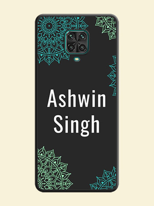 Your Name with Floral Design on Space Black Custom Soft Matte Back Cover - Redmi Note 9 Pro Max