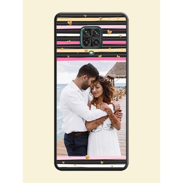 Multicolor Lines and Golden Love Symbols Design on Photo on Space Black Soft Matte Mobile Cover - Redmi Note 9 Pro Multicolor Lines and Golden Love Symbols Design on Photo on Space Black Soft Matte Mobile Cover - Redmi Note 9 Pro