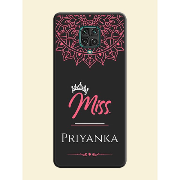 Mrs Name with Floral Design on Space Black Personalized Soft Matte Phone Covers - Redmi Note 9 Pro Mrs Name with Floral Design on Space Black Personalized Soft Matte Phone Covers - Redmi Note 9 Pro