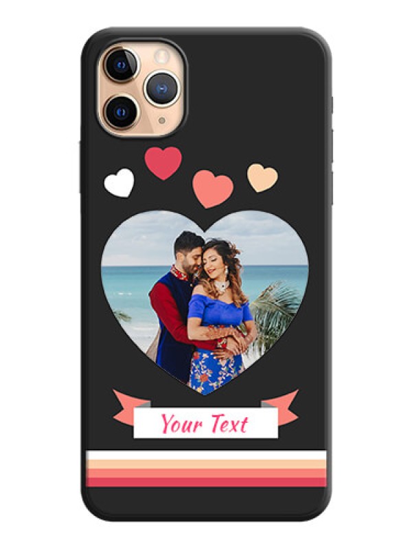 Custom Love Shaped Photo with Colorful Stripes on Personalised Space Black Soft Matte Cases - iPhone 11 Pro Max