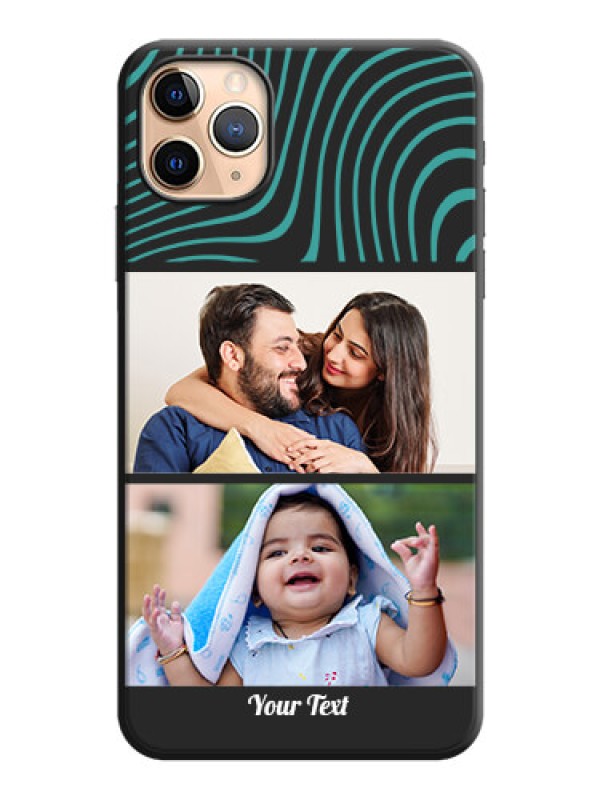 Custom Wave Pattern with 2 Image Holder on Space Black Personalized Soft Matte Phone Covers - iPhone 11 Pro Max