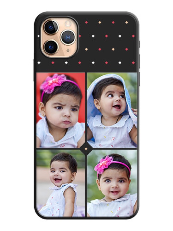 Custom Multicolor Dotted Pattern with 4 Image Holder on Space Black Custom Soft Matte Phone Cases - iPhone 11 Pro Max
