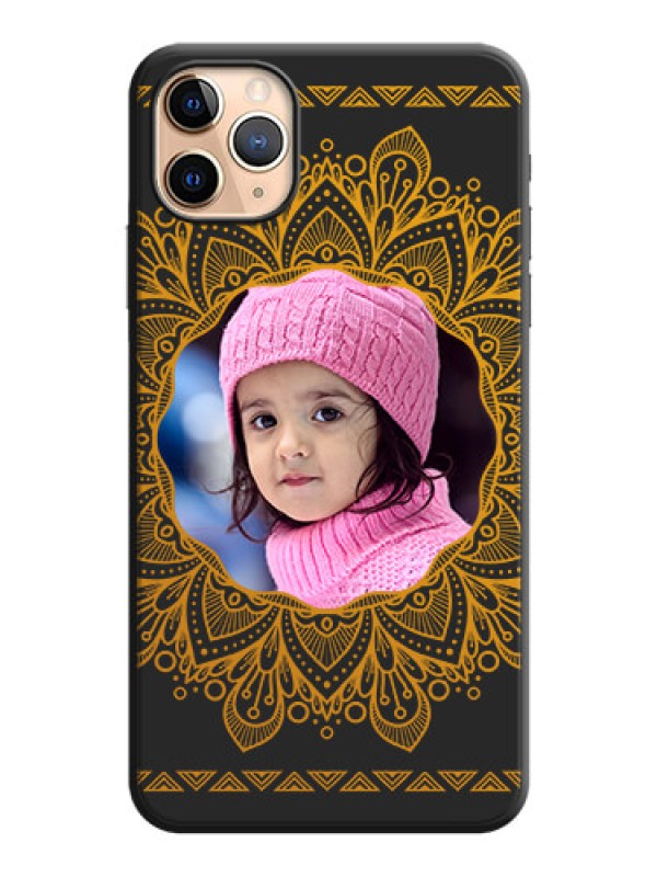 Custom Round Image with Floral Design - Photo on Space Black Soft Matte Mobile Cover - iPhone 11 Pro Max