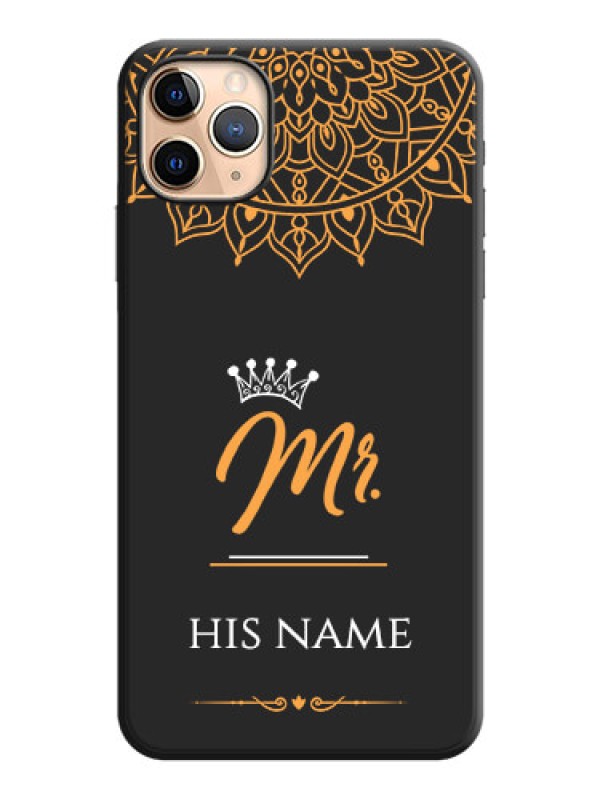 Custom Mr Name with Floral Design  on Personalised Space Black Soft Matte Cases - iPhone 11 Pro Max