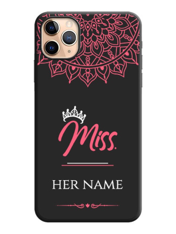 Custom Mrs Name with Floral Design on Space Black Personalized Soft Matte Phone Covers - iPhone 11 Pro Max