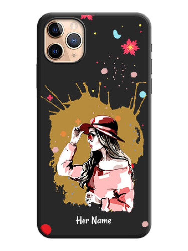 Custom Mordern Lady With Color Splash Background With Custom Text On Space Black Personalized Soft Matte Phone Covers -Apple Iphone 11 Pro Max