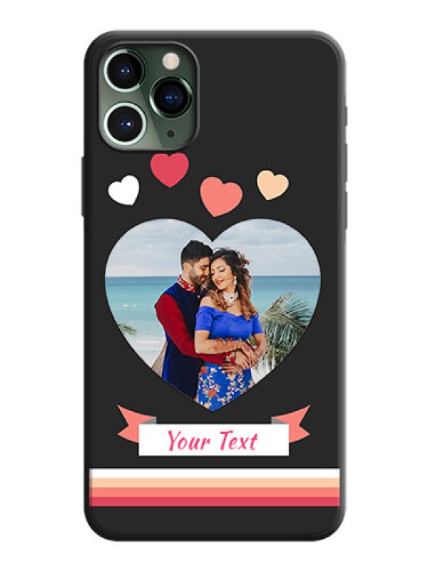 Custom Love Shaped Photo with Colorful Stripes on Personalised Space Black Soft Matte Cases - iPhone 11 Pro