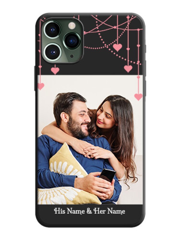 Custom Pink Love Hangings with Text on Space Black Custom Soft Matte Back Cover - iPhone 11 Pro