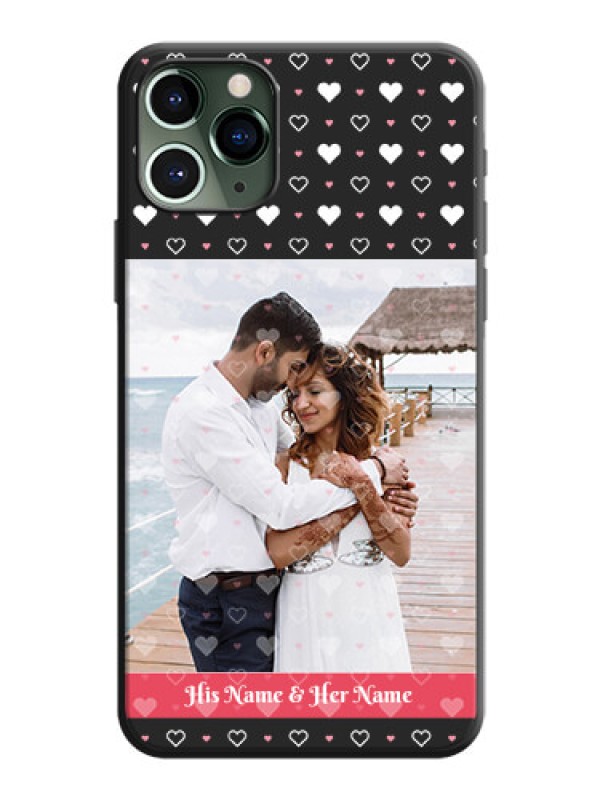 Custom White Color Love Symbols with Text Design - Photo on Space Black Soft Matte Phone Cover - iPhone 11 Pro