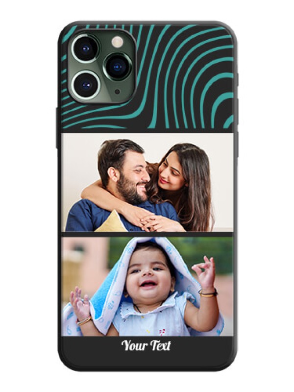 Custom Wave Pattern with 2 Image Holder on Space Black Personalized Soft Matte Phone Covers - iPhone 11 Pro