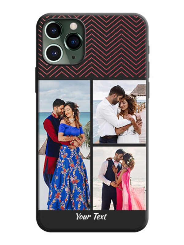 Custom Wave Pattern with 3 Image Holder on Space Black Custom Soft Matte Back Cover - iPhone 11 Pro