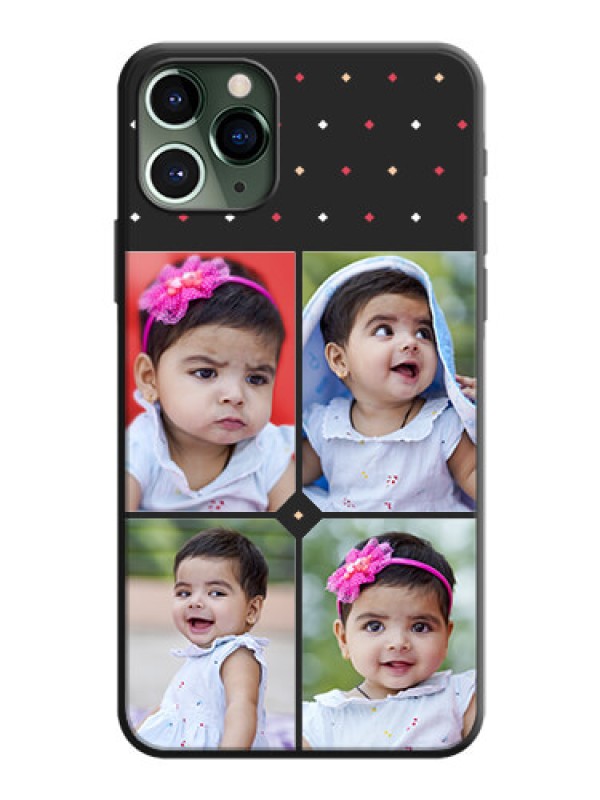 Custom Multicolor Dotted Pattern with 4 Image Holder on Space Black Custom Soft Matte Phone Cases - iPhone 11 Pro