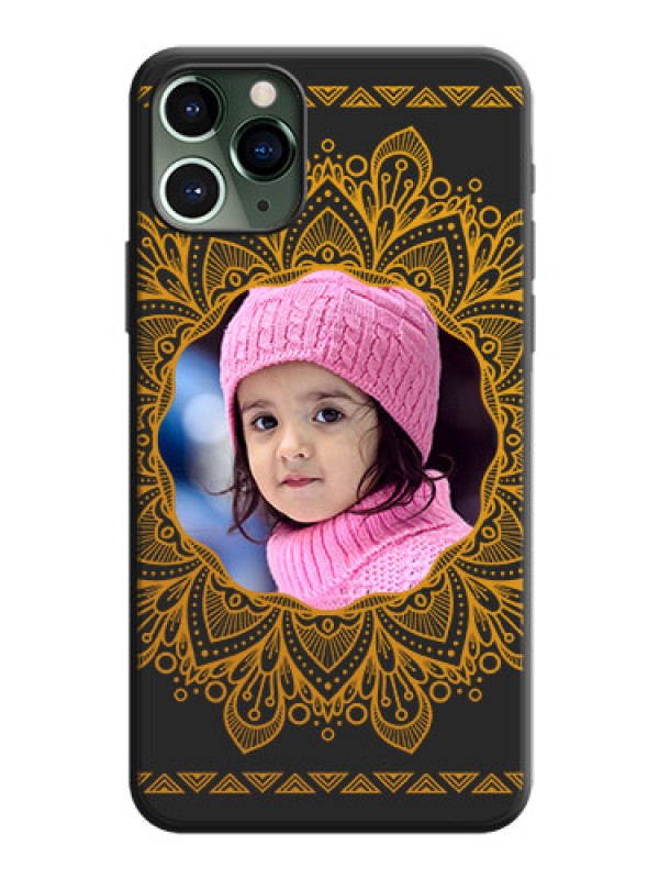 Custom Round Image with Floral Design - Photo on Space Black Soft Matte Mobile Cover - iPhone 11 Pro