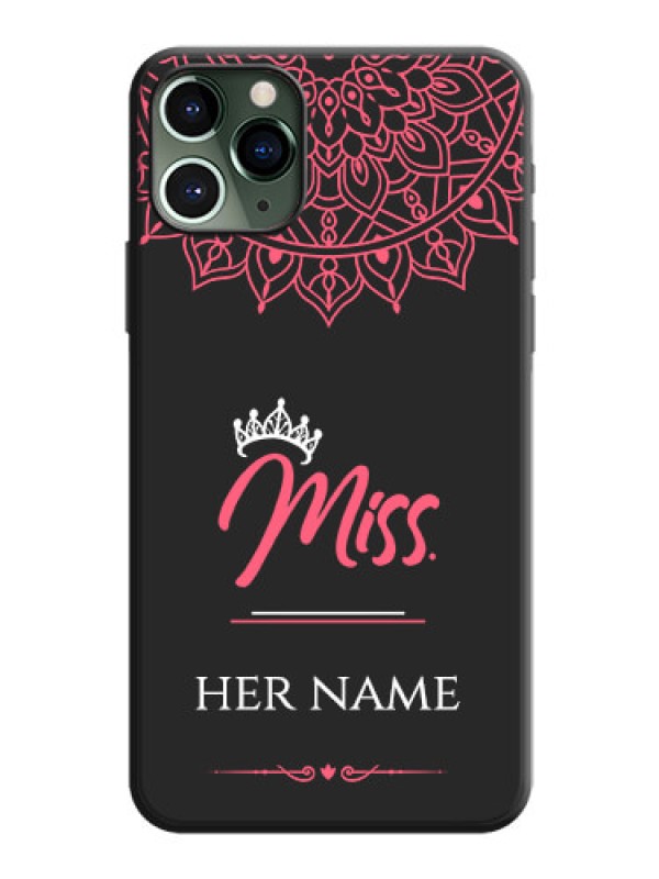 Custom Mrs Name with Floral Design on Space Black Personalized Soft Matte Phone Covers - iPhone 11 Pro