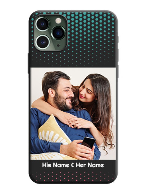 Custom Faded Dots with Grunge Photo Frame and Text on Space Black Custom Soft Matte Phone Cases - iPhone 11 Pro