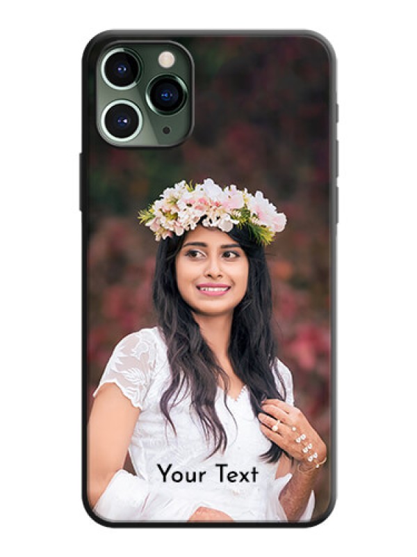 Custom Full Single Pic Upload With Text On Space Black Personalized Soft Matte Phone Covers -Apple Iphone 11 Pro