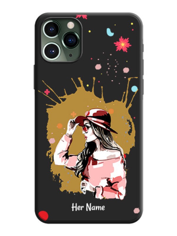 Custom Mordern Lady With Color Splash Background With Custom Text On Space Black Personalized Soft Matte Phone Covers -Apple Iphone 11 Pro