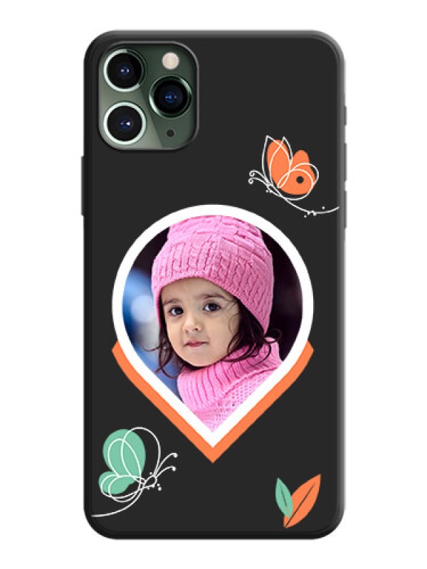 Custom Upload Pic With Simple Butterly Design On Space Black Personalized Soft Matte Phone Covers -Apple Iphone 11 Pro