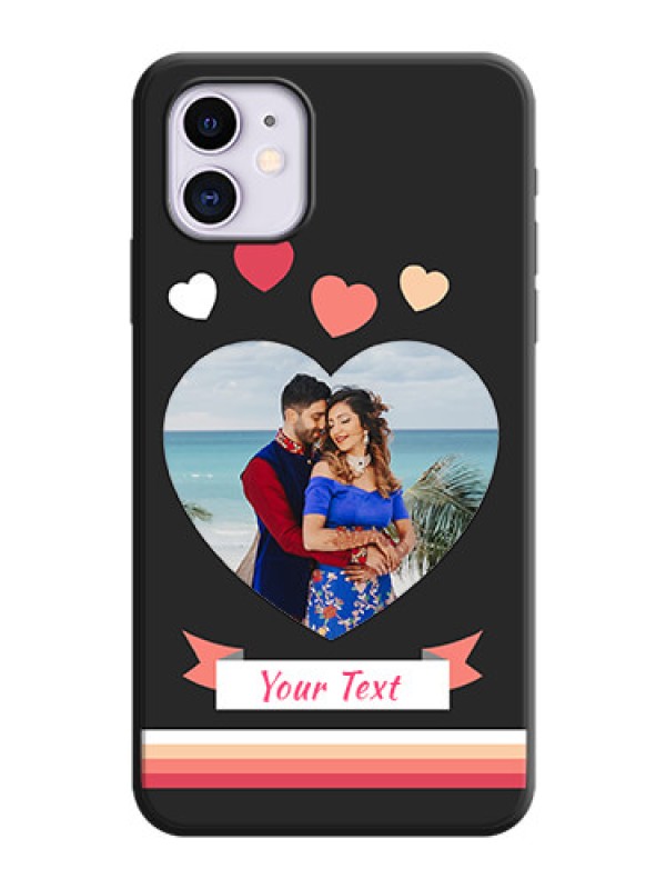 Custom Love Shaped Photo with Colorful Stripes on Personalised Space Black Soft Matte Cases - iPhone 11