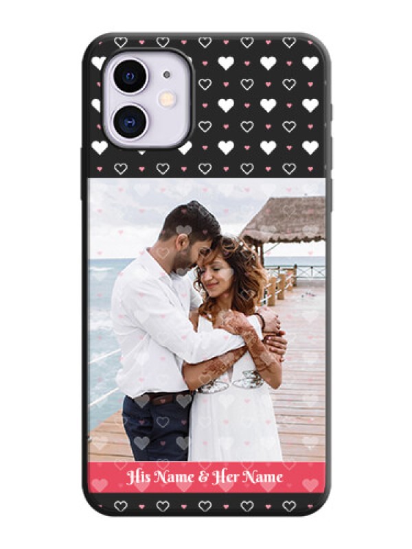 Custom White Color Love Symbols with Text Design - Photo on Space Black Soft Matte Phone Cover - iPhone 11
