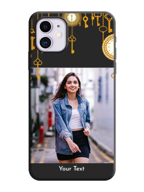 Custom Decorative Design with Text on Space Black Custom Soft Matte Back Cover - iPhone 11