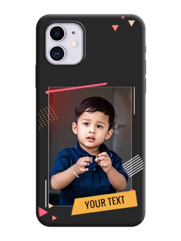 Custom Photo Frame with Triangle Small Dots - Photo on Space Black Soft Matte Back Cover - iPhone 11