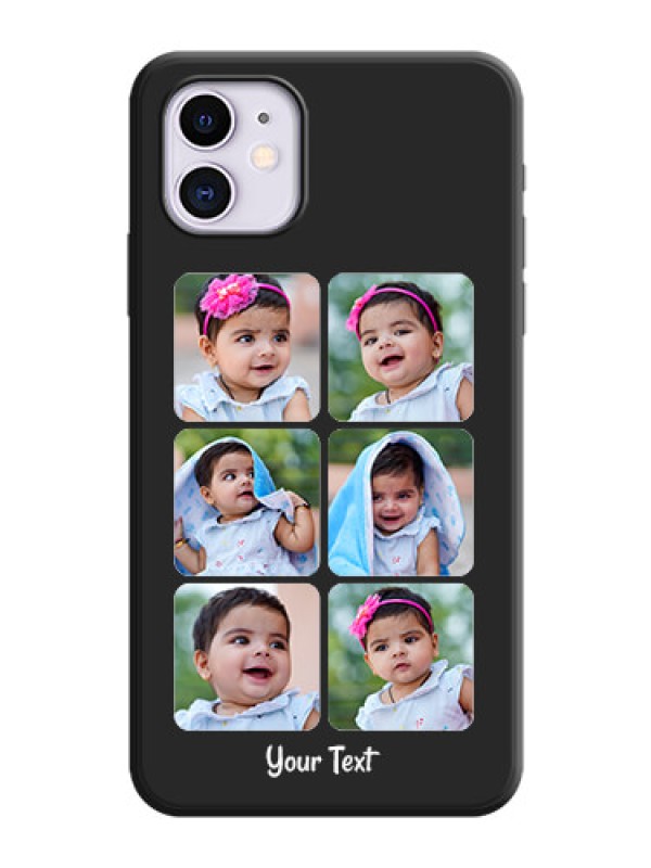 Custom Floral Art with 6 Image Holder - Photo on Space Black Soft Matte Mobile Case - iPhone 11