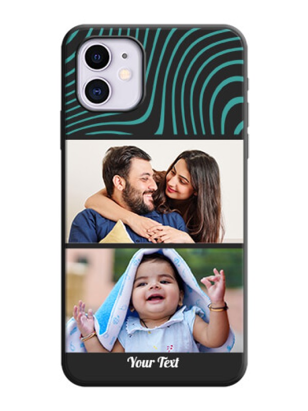 Custom Wave Pattern with 2 Image Holder on Space Black Personalized Soft Matte Phone Covers - iPhone 11